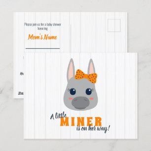 Postal Naranja de niñas mineras invitadas a Baby Shower P