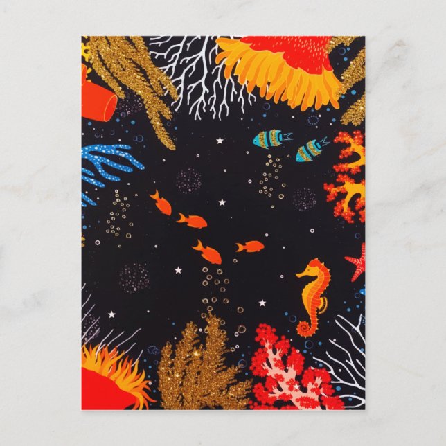 Postal Naranja de oro Océano tropical subacuático (Anverso)