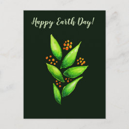 Postal Naranja de planta verde acuarela Berries Día de la