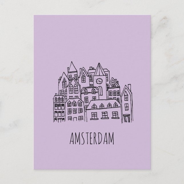 Postal Naranja de recuerdo de Amsterdam Holanda (Anverso)