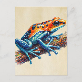 Postal Naranja de veneno Dart Frog Blue
