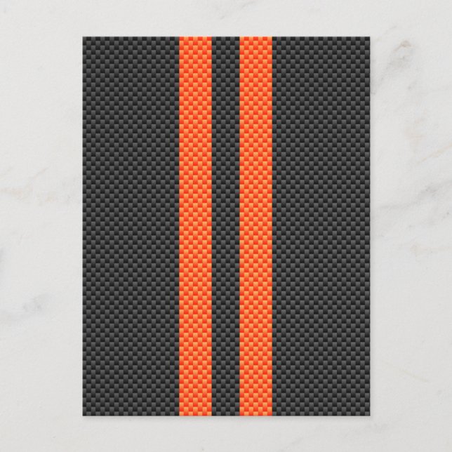 Postal Naranja deportivo Stripes Decoración estilo fibra  (Anverso)