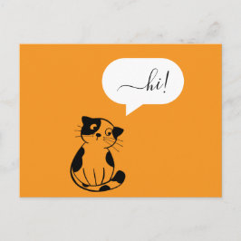 Postal Naranja divertida con Hi Cat