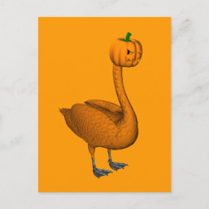 Postal Naranja dulce Halloween Swan