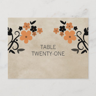 Postal Naranja Dulce Vintage Número de Tabla Floral Posta