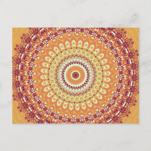 Postal Naranja Elegance Mandala Kaleidoscope