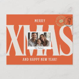 Postal Naranja elegante Navidades personalizados Saludo