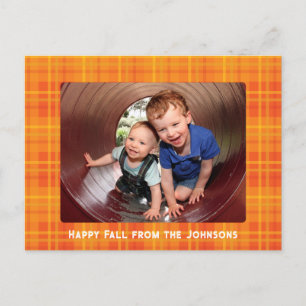Postal Naranja Fall Plaid Photo
