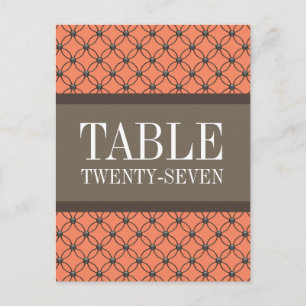 Postal Naranja Fancy Lattice Table Number Postcard