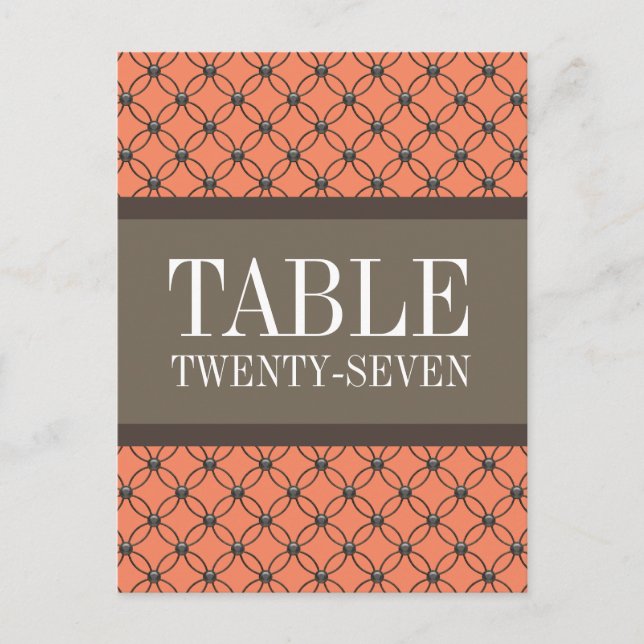 Postal Naranja Fancy Lattice Table Number Postcard (Anverso)