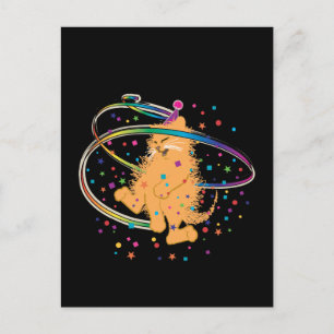 Postal Naranja Fiesta Cat Rocking Out