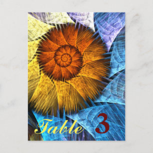 Postal Naranja floral Azul amarillo Abstracto número de t
