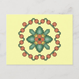 Postal Naranja Floral Quilt Square