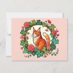 Postal Naranja Ginger Maine Coon Cat