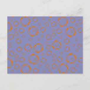 Postal naranja giratorio círculo azul cuadrado patrón art
