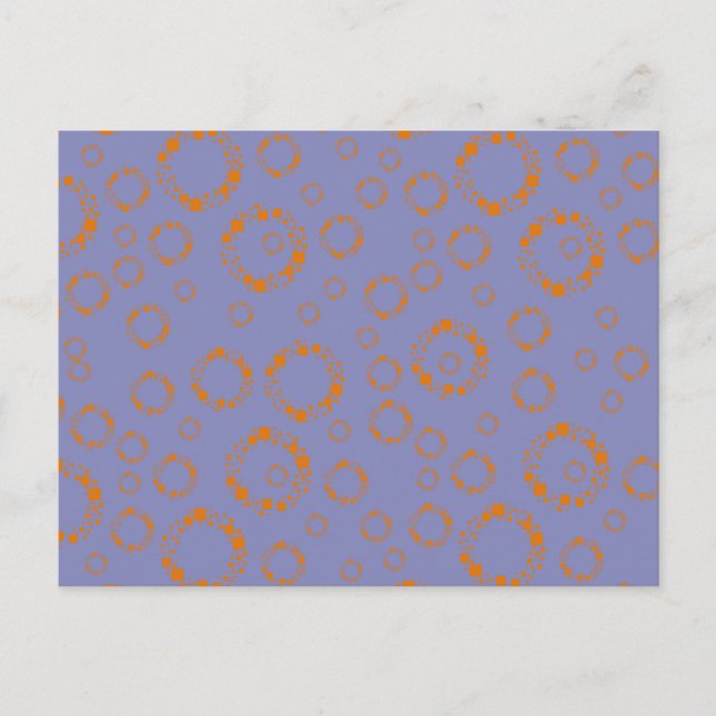 Postal naranja giratorio círculo azul cuadrado patrón art (Anverso)