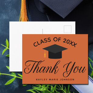 Postal Naranja Graduado Personalizado Clase Monograma Gra