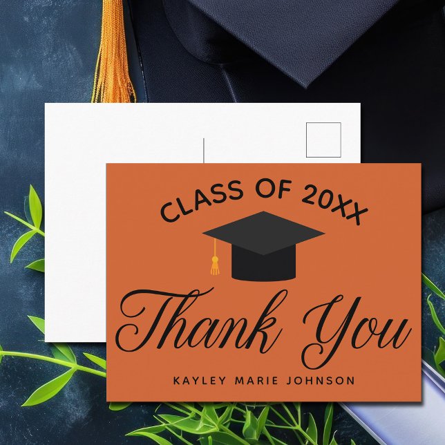 Postal Naranja Graduado Personalizado Clase Monograma Gra (Subido por el creador)