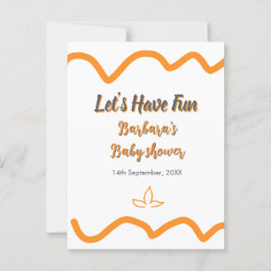 Postal Naranja gris retro español baby ducha boho moderno