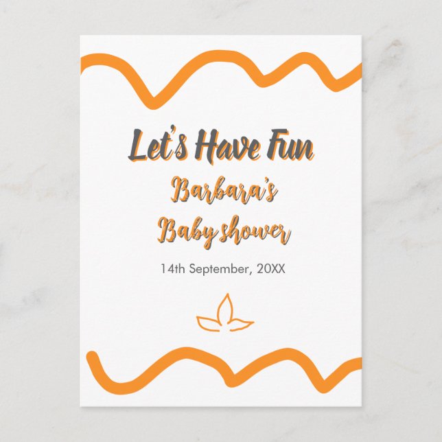 Postal Naranja gris retro español baby ducha boho moderno (Anverso)