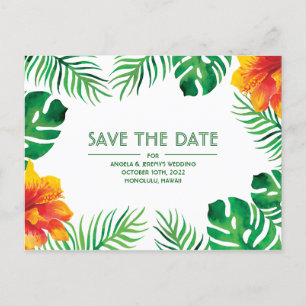 Postal Naranja Hibiscus Tropical Save the Date