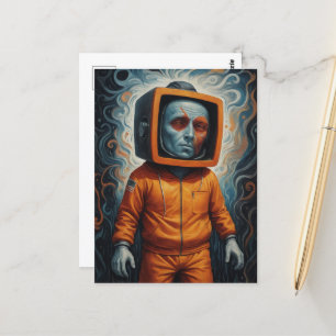 Postal Naranja hombre Naranja Suit TVhead