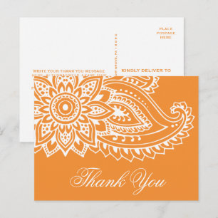 Postal Naranja Indian Paisley Gracias