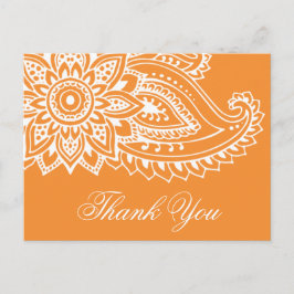Postal Naranja Indian Paisley Gracias