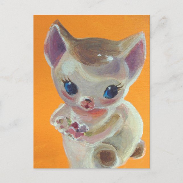 Postal Naranja Kitty Neko (Anverso)