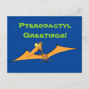 Postal Naranja lindo y gracioso personalizado pterodáctil