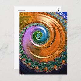 Postal Naranja Mandelbrot Swirl Postcard