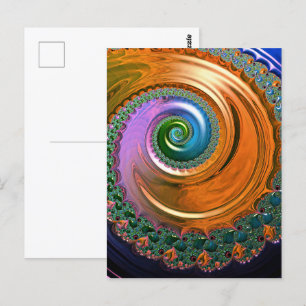 Postal Naranja Mandelbrot Swirl Postcard