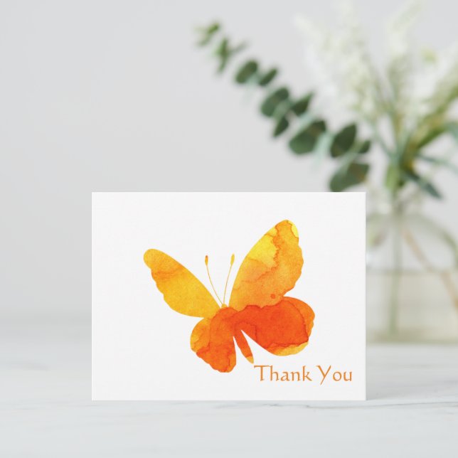 Postal Naranja Mariposa Gracias (Anverso de pie)