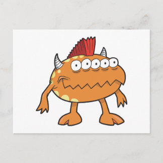 Postal naranja mohawk monstruo muchos ojos