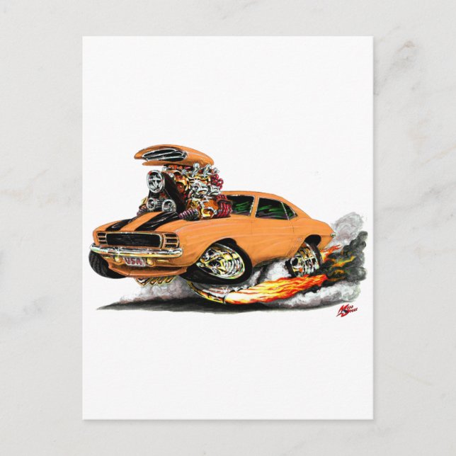 Postal naranja-negro de Camaro RS de 1969 (Anverso)