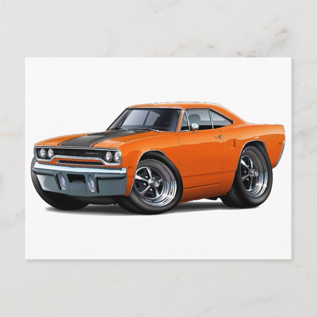 Postal naranja-negro de Roadrunner 1970 (Anverso)