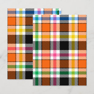 Postal Naranja Negro Multicolor Franela Cuadro Escocés
