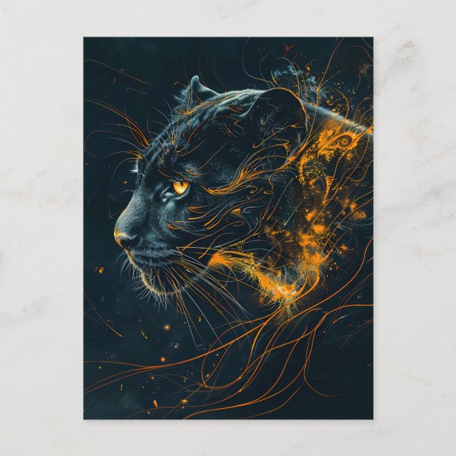 Postal Naranja Neon Black Panther Light (Anverso)