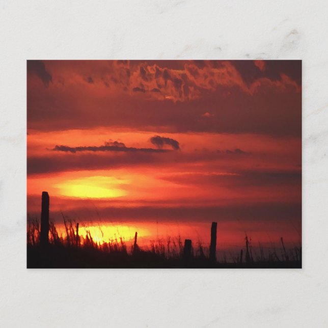 Postal Naranja Oklahoma Sunrise en el paisaje de las llan (Anverso)
