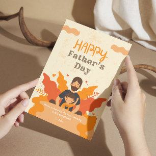 Postal Naranja Padre Moderno E Hijo Feliz Día del Padre
