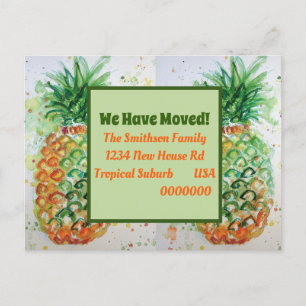 Postal Naranja Pineapple Tropical New Address Moving