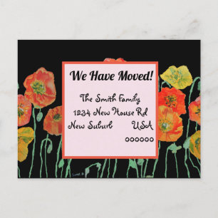 Postal Naranja Poppy Nueva Postcard, Nos Estamos Moviendo