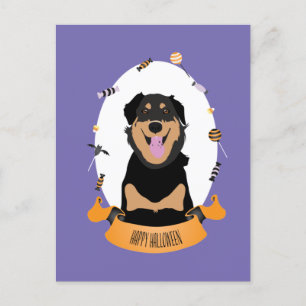Postal Naranja púrpura de Candy Portrait Rottweiler Dog