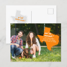 Postal Naranja que nos hemos mudado - Texas moviéndose