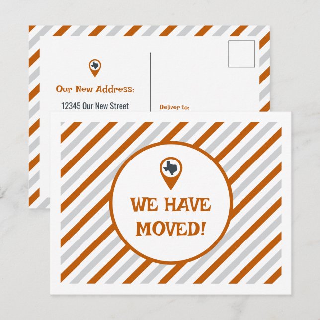 Postal Naranja quemado que hemos movido a rayas (Anverso / Reverso)