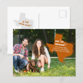 Postal Naranja quemado que nos hemos mudado - Trasladado