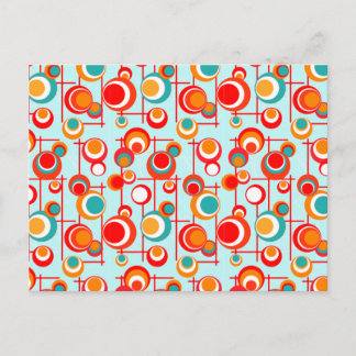 Postal Naranja Retro y Puntos Turquesa