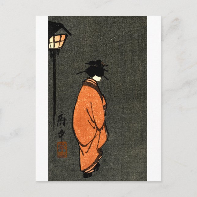 Postal Naranja Robed Geisha (Anverso)