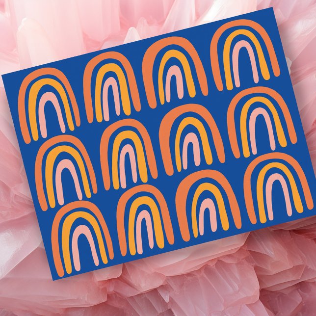 Postal Naranja rosa Azul dulce Patrón Arcoiris (Pink Orange Blue Sweet Rainbow Pattern Postcard
)