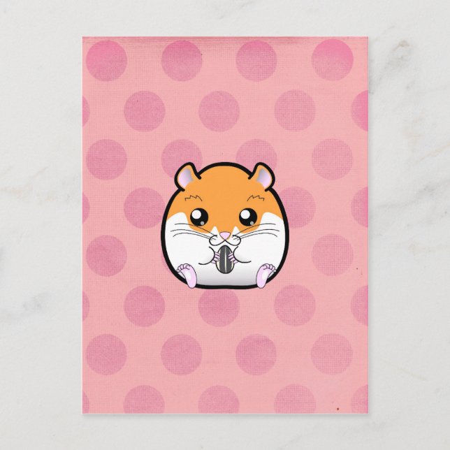 Postal Naranja sirio común Hamster Blanco (Anverso)